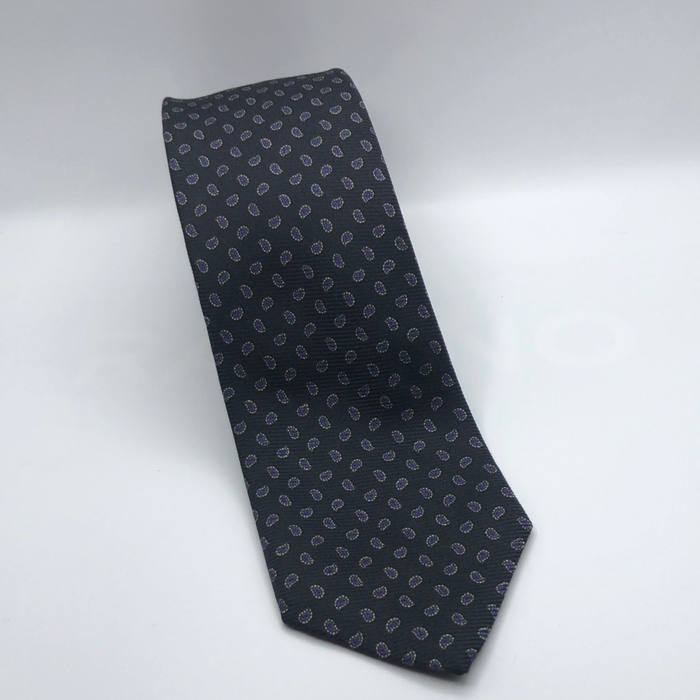 Polo by Ralph Lauren Slim Silk Tie Made in Italy Black Purple. Gorgeous. EC
